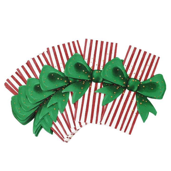 Vintage Christmas Collection - Vintage Christmas Bow Napkins | Joy Ladder Premium Partyware for wholesale by Joy Ladder LLC