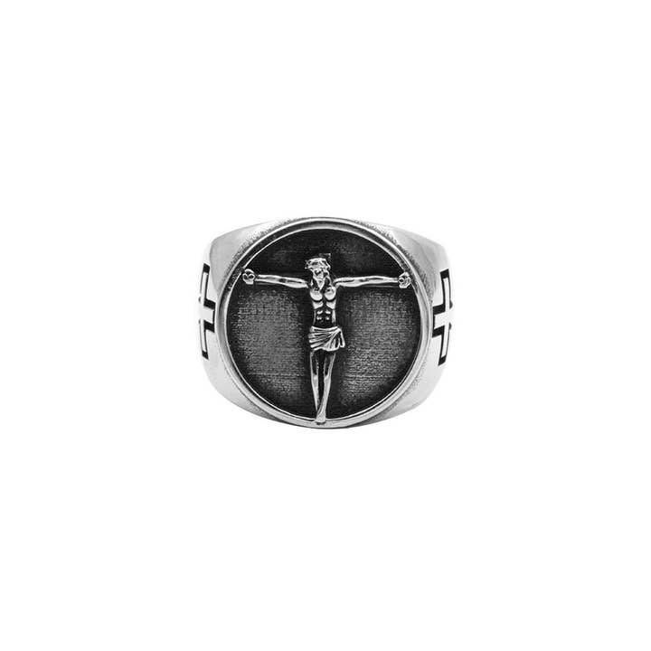 Awaken - Wholesale Signet Ring - Jesus Ring with Cross on the Side-A-3613