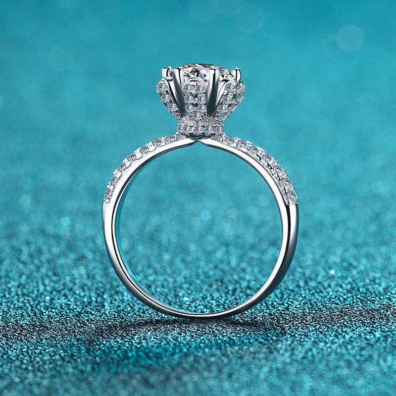 Perimade & Co. LLC - Wholesale Engagement ring - Moissanite Crown Engagement Ring in 925 Sterling Silver