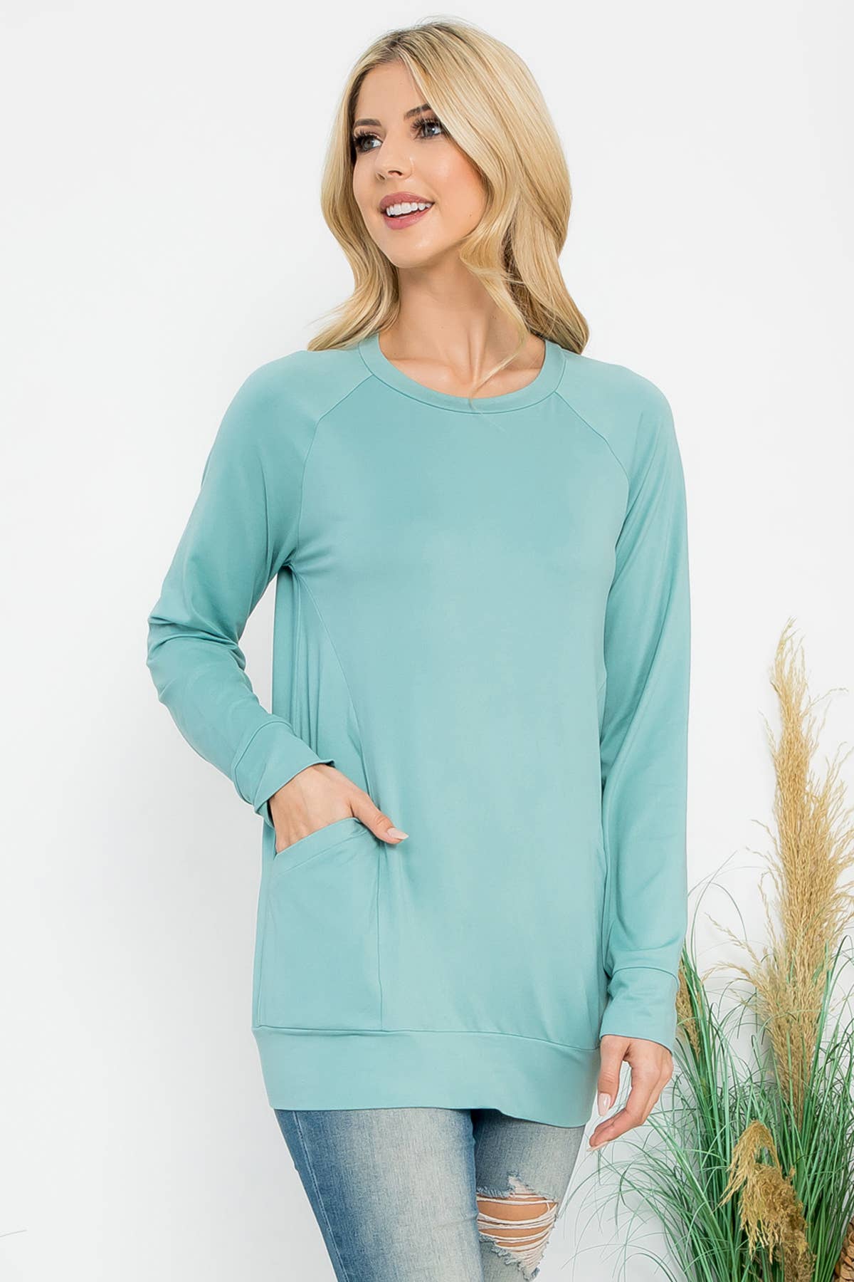 You & Me – Túnica - Mulher por atacado – YMT20003XV-PLUS TAMANHO MACIÇO BOLSO FRONTAL DE MANGA COMPRIDA28