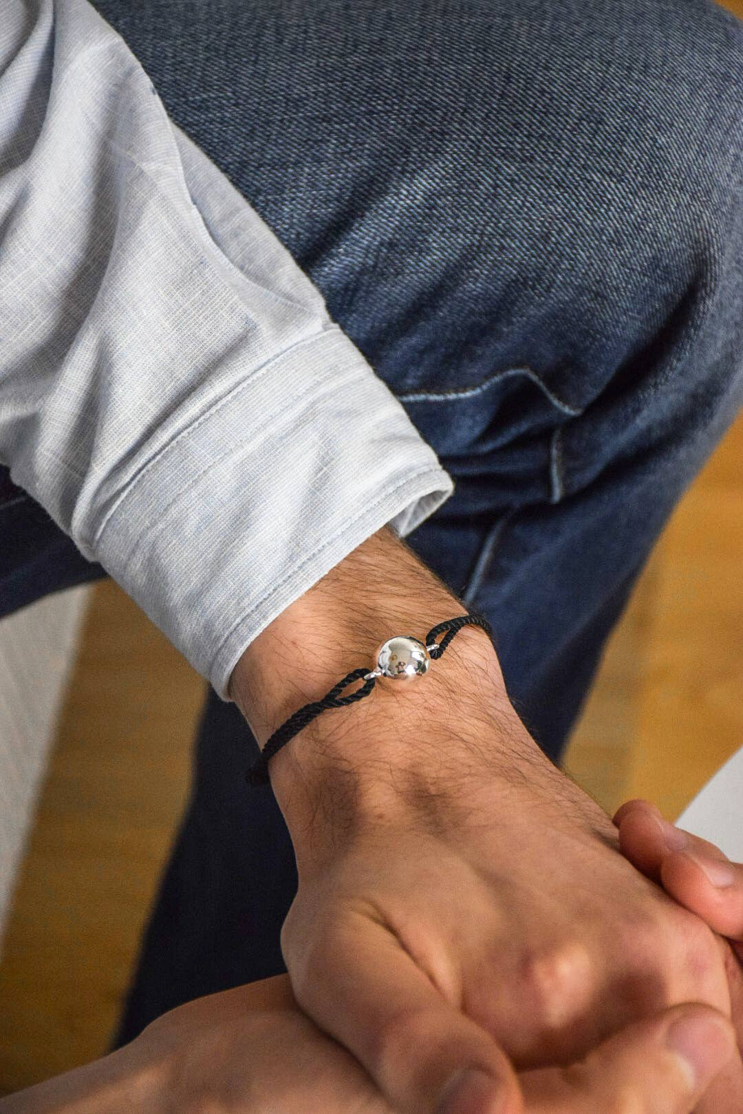 Atelier Thamaïs – wholesale Jewellery – Men&#x27;s – Bola bracelet for dad - Black (gift box included)0