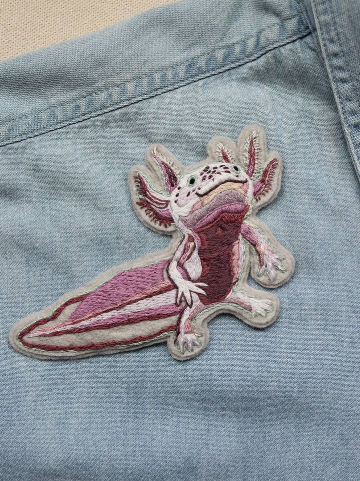Axolotl Embroidery Kit - Patch for wholesale by Bear&Bean