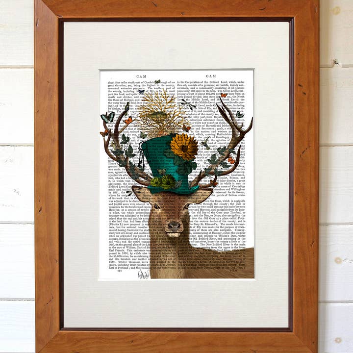 FabFunky Ltd – wholesale Art print – Mad Hatter Deer, Book Print / Art Print / Wall Art