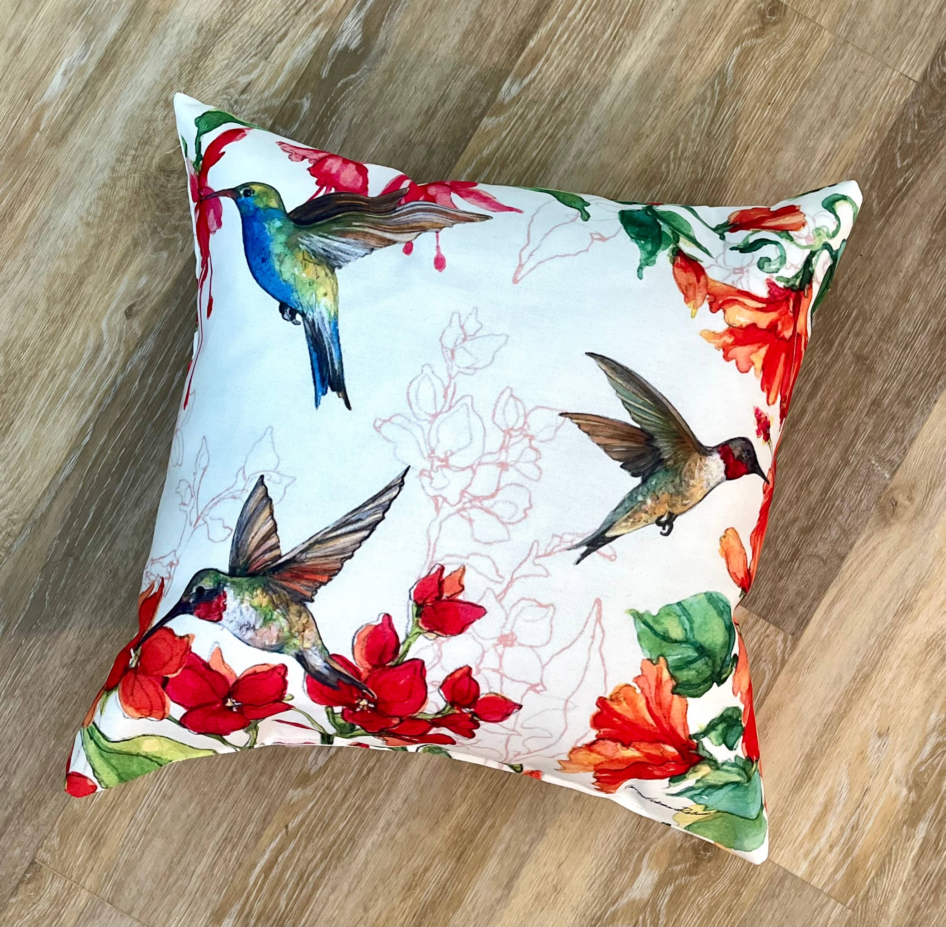Bamboo Table - Wholesale Throw/Decorative Pillow - Hummingbird Harmony Birds 2 Sided Indoor Outdoor Pillow6