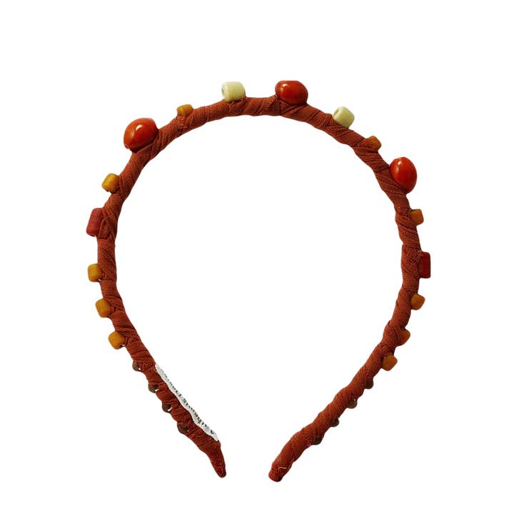 Handgemaakte hoofdband van kaneelsteen en chiffon voor wholesale door Anthemis Paris