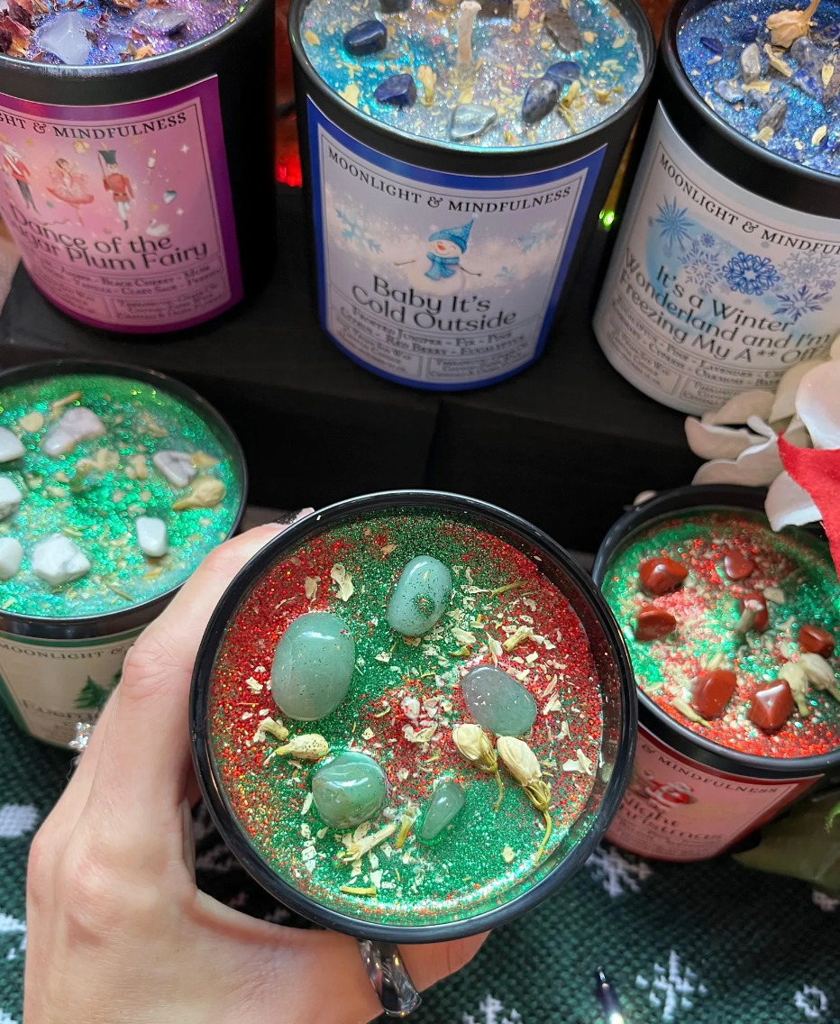Moonlight & Mindfulness - Wholesale Jar/Filled Candle - Holiday Soy Wax Crystal Candles, Christmas Scents, Vegan3
