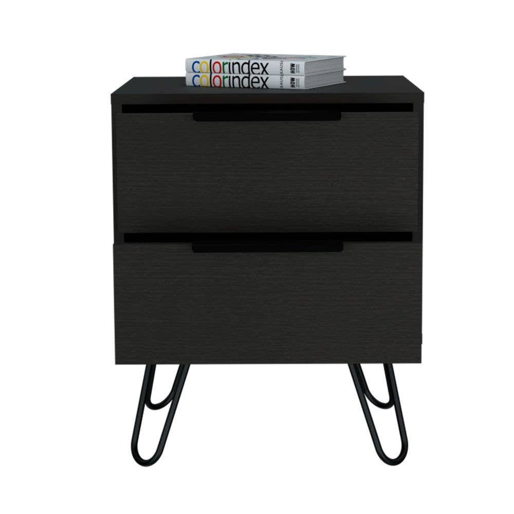 Treevol Furniture - Wholesale Bedroom Furniture - Skyoner 2 Nightstand, Two Drawers, Black Wengue Finish2