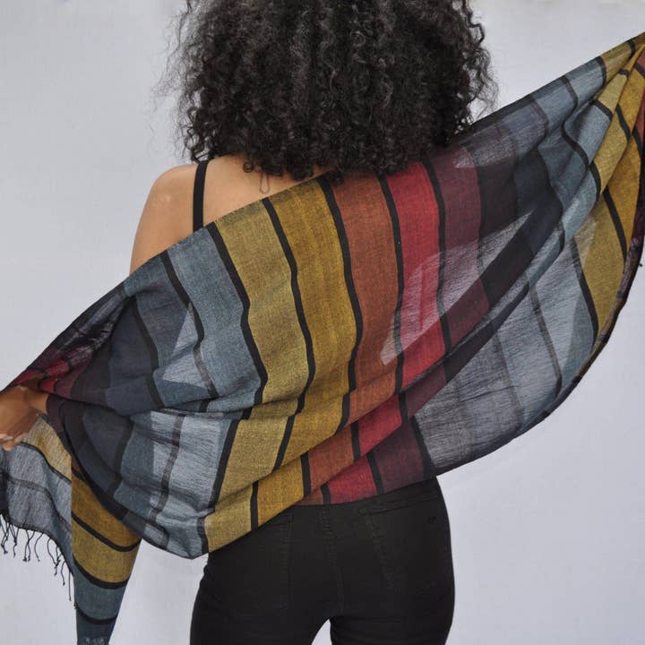 Châle en coton éthiopien tissé à la main Hassate pour la vente par Sabahar Europe