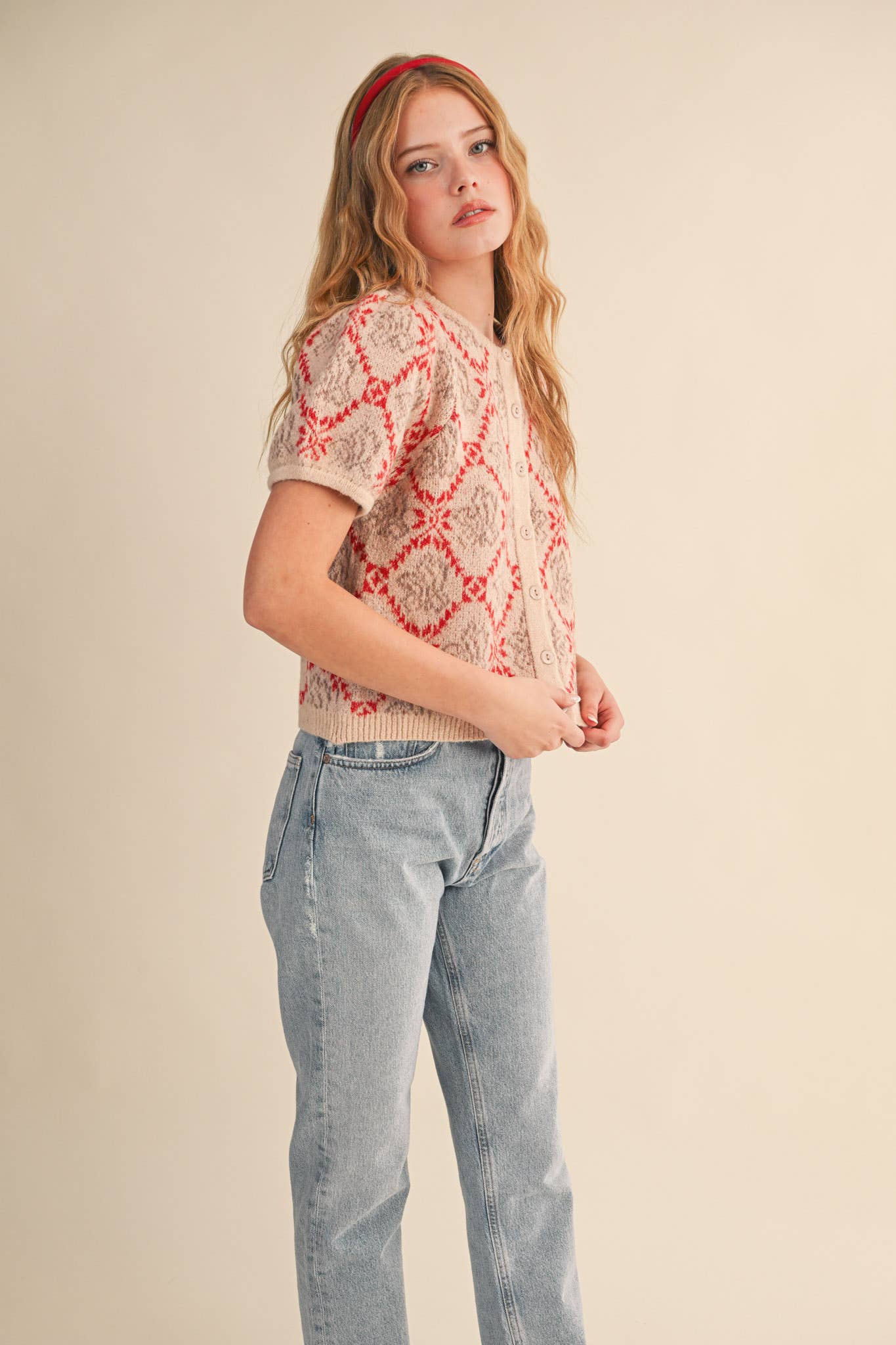 &MERCI - Wholesale Cardigan - Women's - FLORAL SHORT SLEEVE SWEATER CARDIGAN MSW1125833