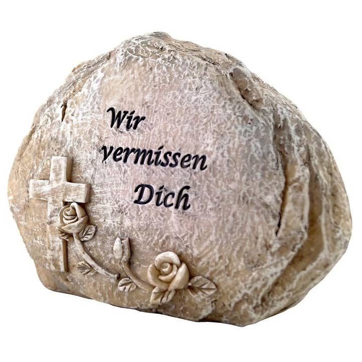 petbye - Wholesale Pet Urn/Keepsake Box - Memorial stone in rock form "We miss you"