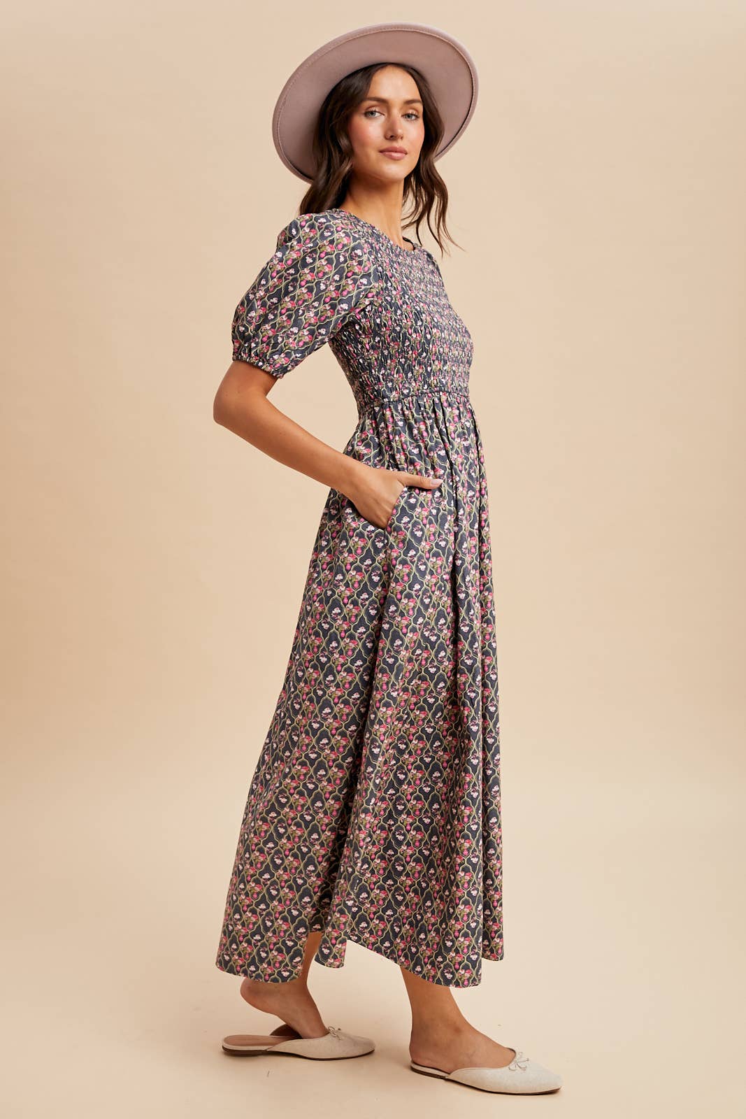 In Loom - Wholesale Dress - Women's - SMOCKED COTTON FLORAL MAXI DRESS7