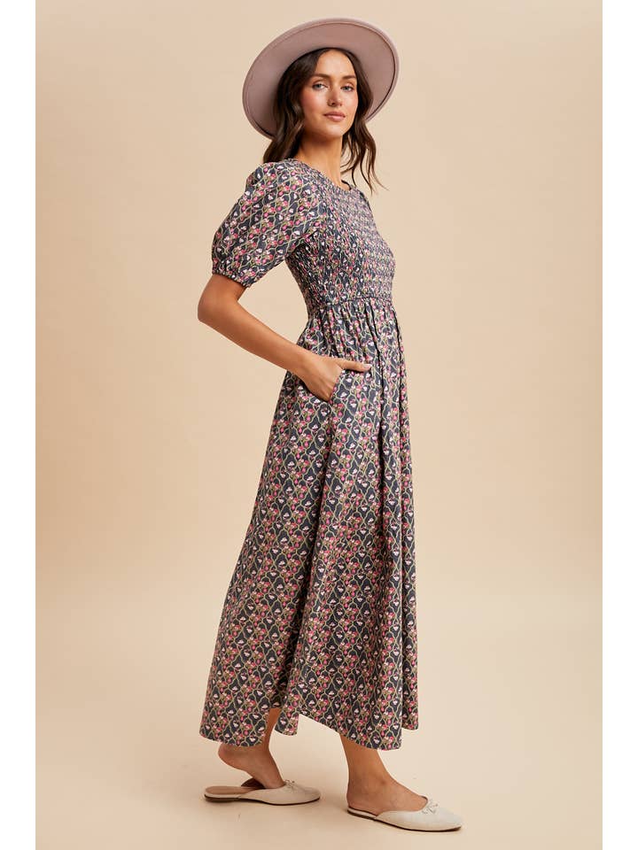 In Loom – wholesale Dress – Women's – SMOCKED COTTON FLORAL MAXI DRESS7