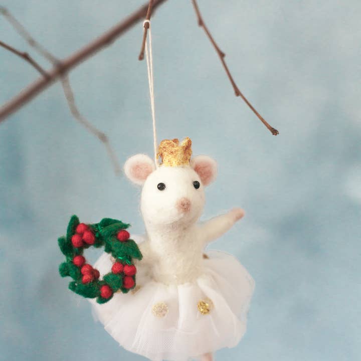 Creative Women - Wholesale Ornament - BALLERINA MOUSE FELT ORNAMENT | Handcrafted in Nepal