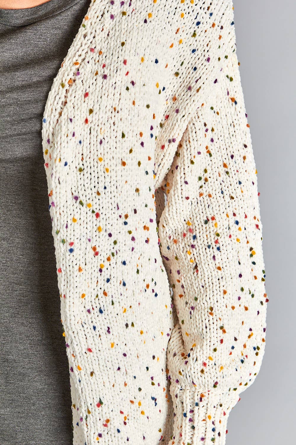 P.S Kate - Wholesale Cardigan - Women's - Rainbow color pom pom cardigan - PLUS 110943