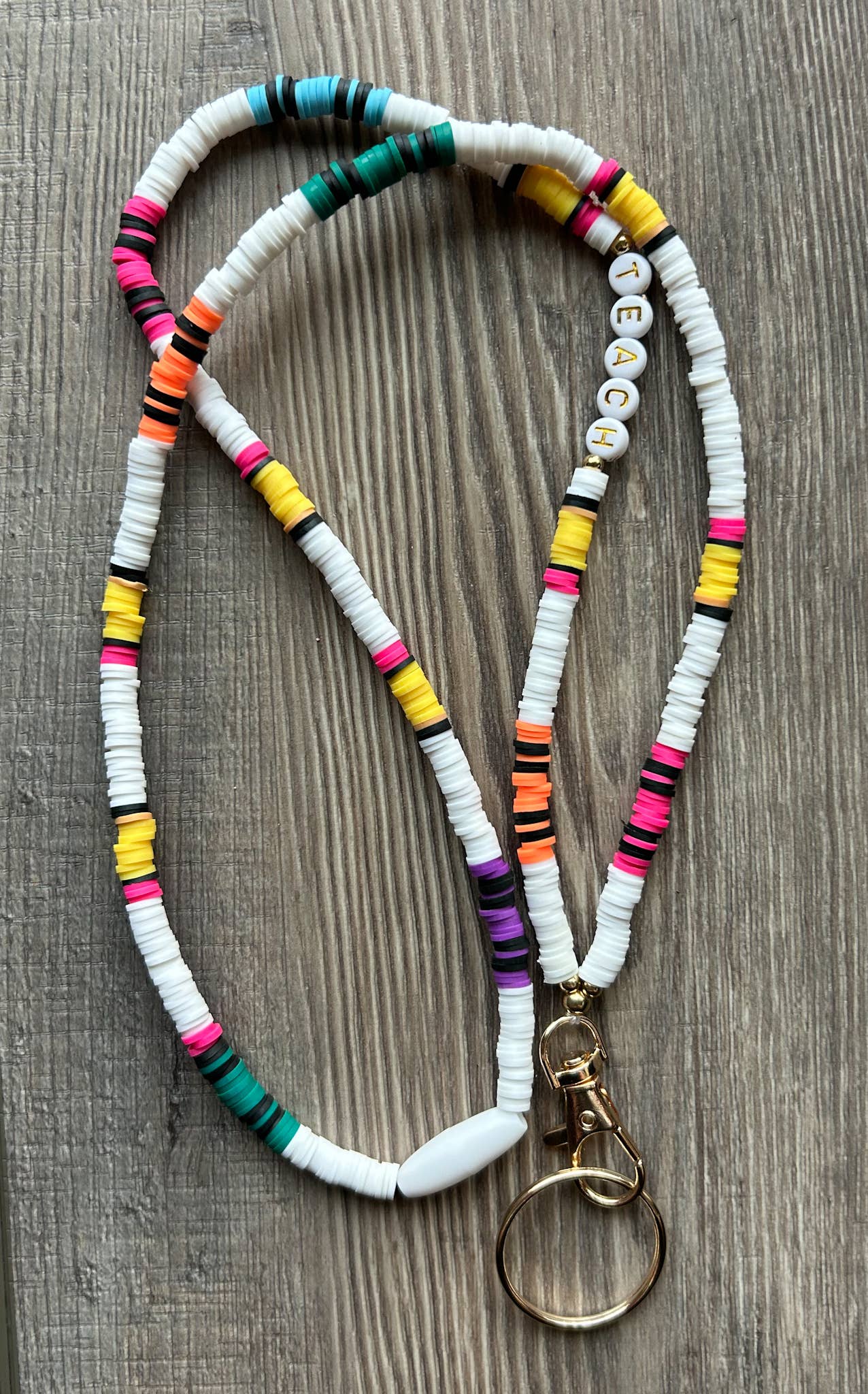 JILLIAN INK LLC - Wholesale Lanyard - Women's - Pencil Crayon Teach Clay Beaded Breakaway Lanyard1