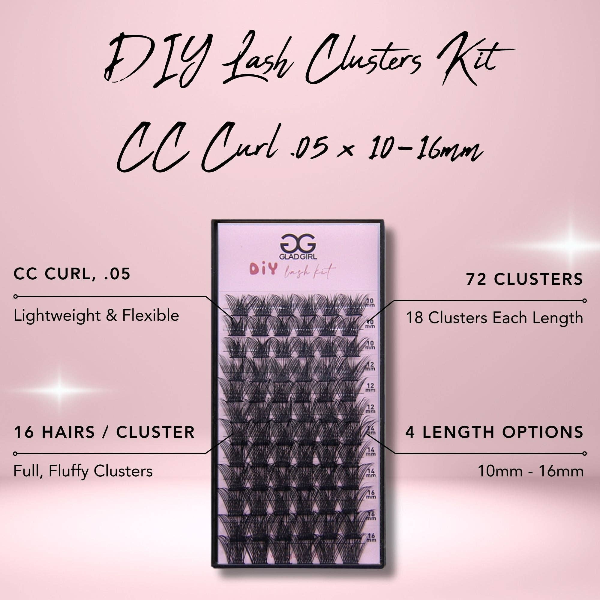 GladGirl - Venta al por mayor Pestañas postizas - Kit de Clústeres de Pestañas DIY - Rizo CC .05 x 10-16mm2