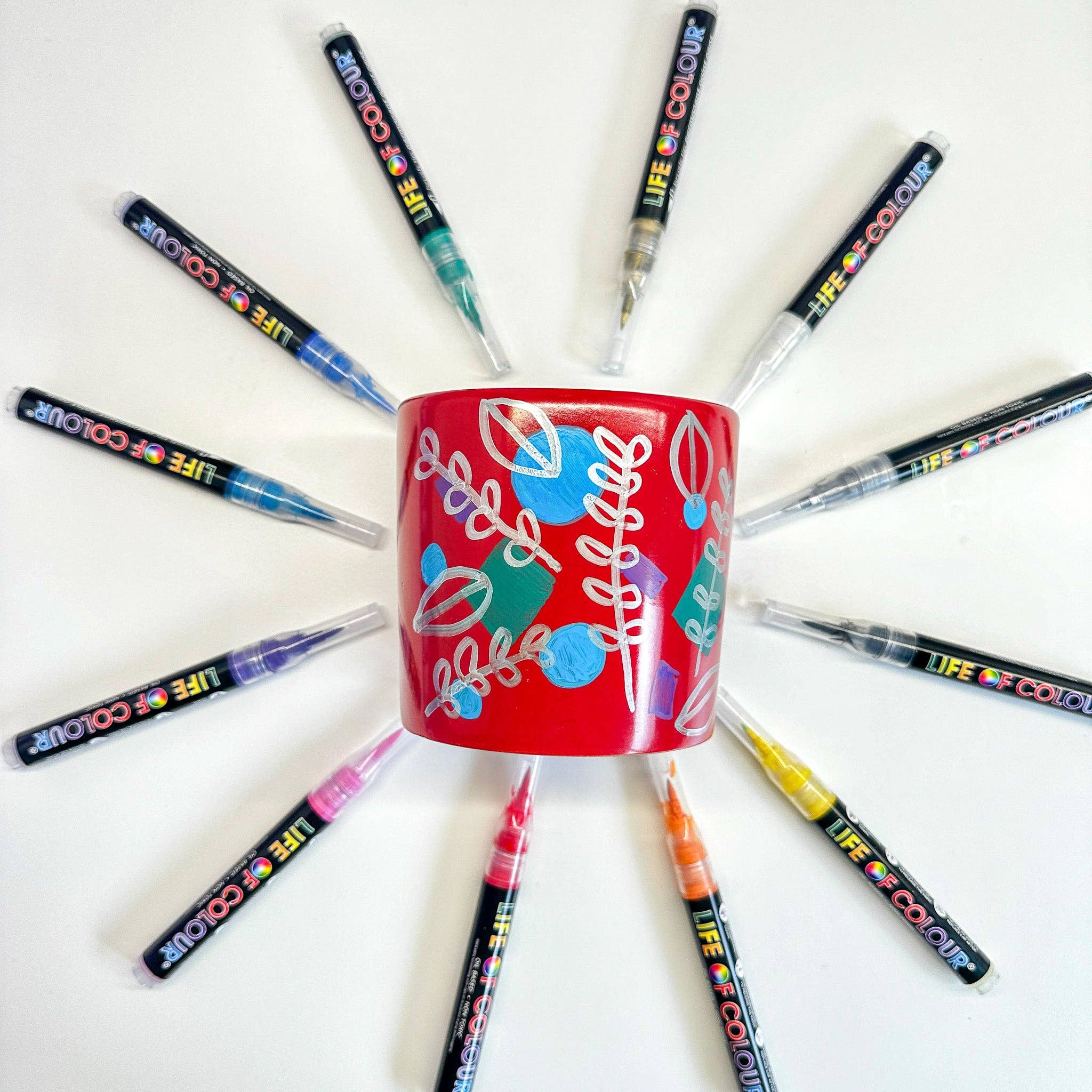 Life of Colour – Engroshandel Marker – Permanenttegnere med penselspids - sæt med 12 klassiske farver7