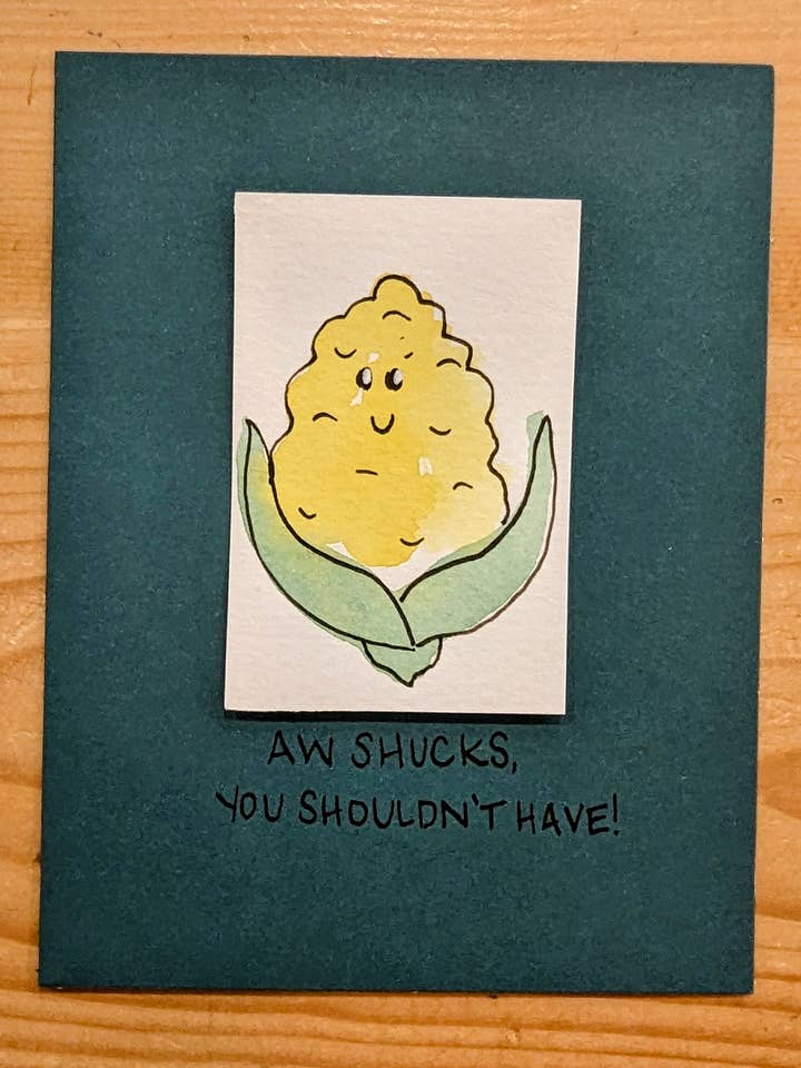 Aw Shucks Wasserfarben-Wortspielkarte für den Großhandel von AM Collective