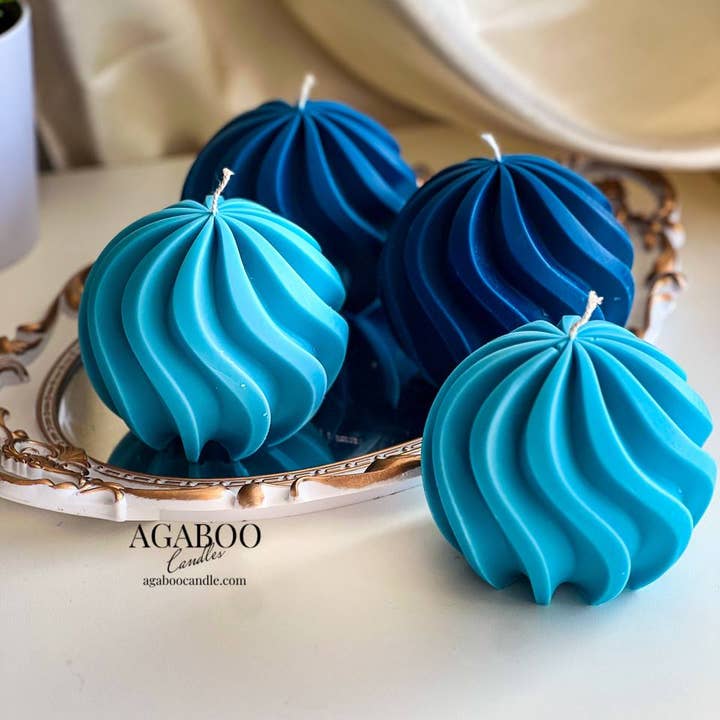 Agaboo Candle – Velas de decoração por atacado – Vela Artisan Swirl Ball 4x4in - Formada8