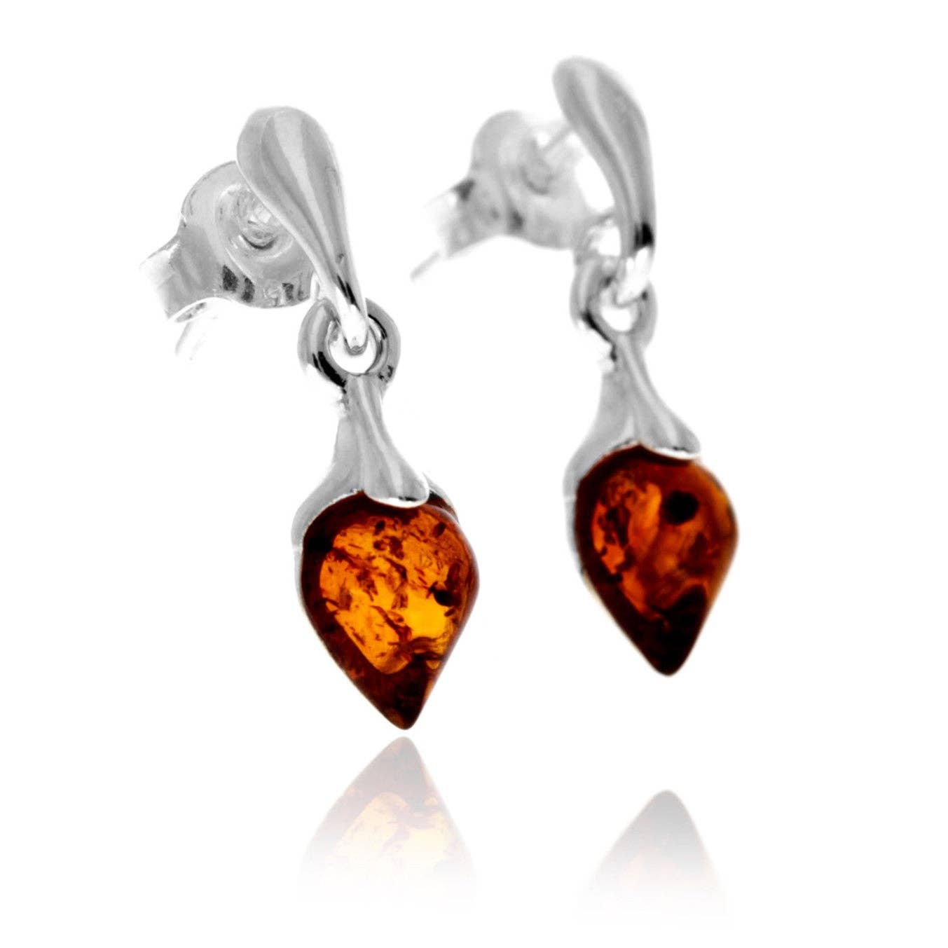 SilverAmber Jewellery - Venta al por mayor Pendientes colgantes - Pendientes de Plata de Ley 925 y Ámbar Báltico Genuino en Forma de Lágrima - GL10498