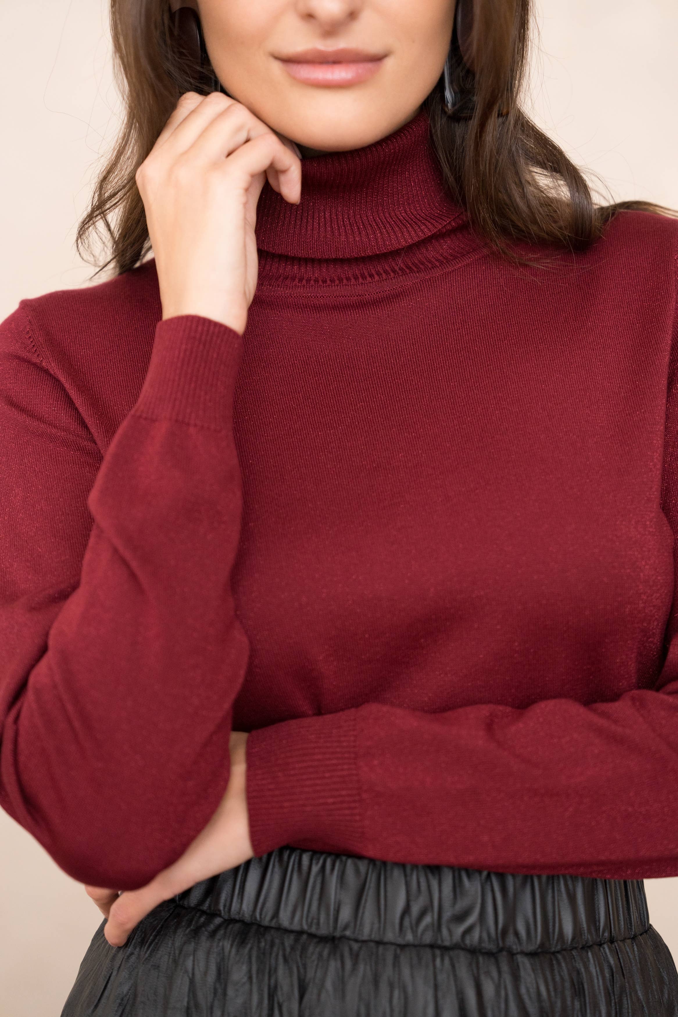 CHOKLATE PARIS – Pulôver - Mulher por atacado – Suéter gola alta em malha de Tencel e lurex - 880914