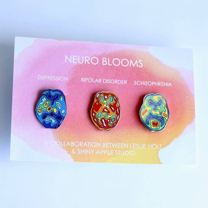 Neuro Blooms - Wholesale Lapel Pin/Button - 3 Pc Enamel Pin Set - Depression, Bipolar, Schizophrenia