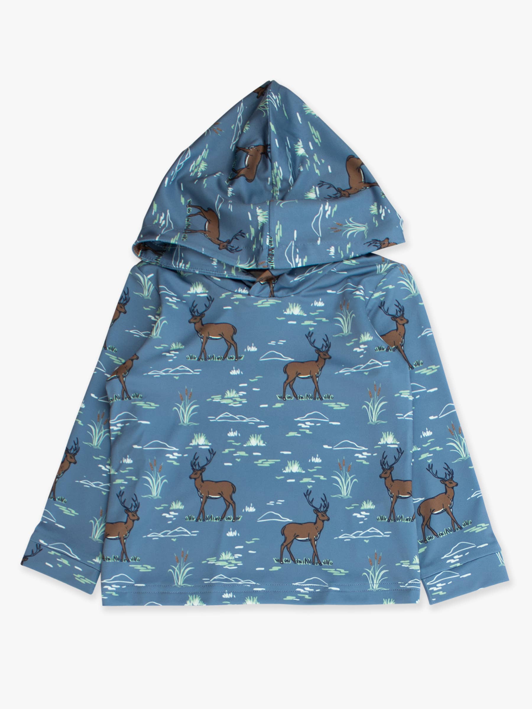 Blue Boys Deer Antler Adventure Performance Hooded Shirt for wholesale on Faire1