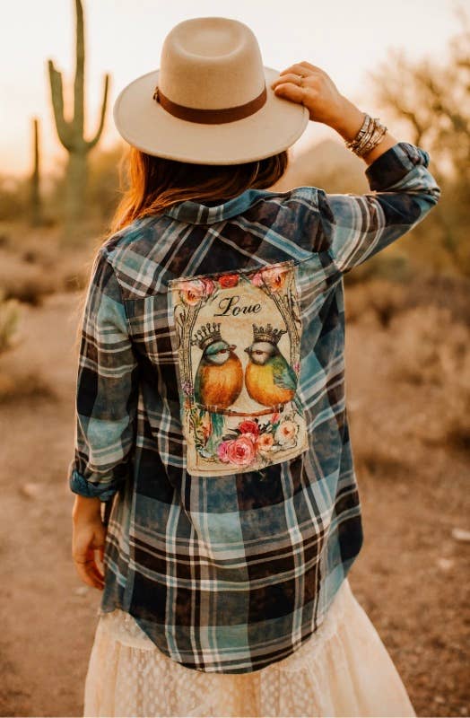 The Nu Vintage – Camisa com botões no colarinho – Mulher por atacado – Amor Coroado Rayon1