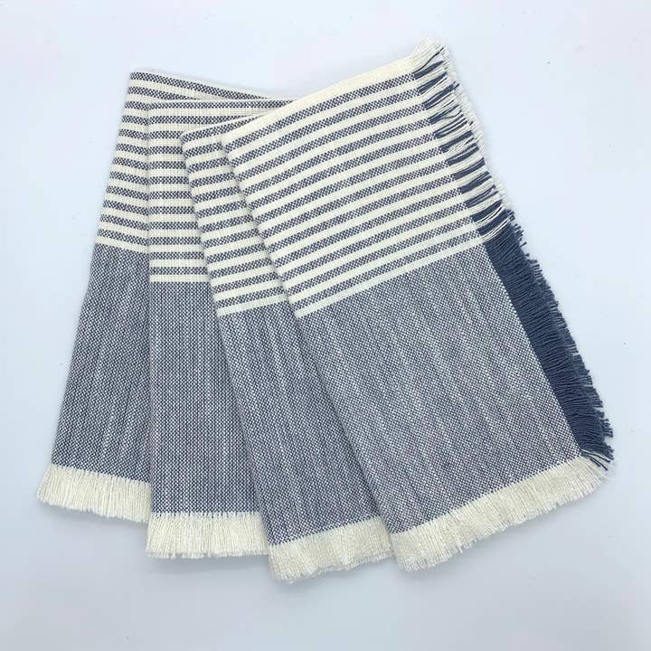 Rich Home Linens – wholesale Middags- och tygservett – Bomullsrandiga servetter - 18 ”kvm uppsättning med 4 servetter 4