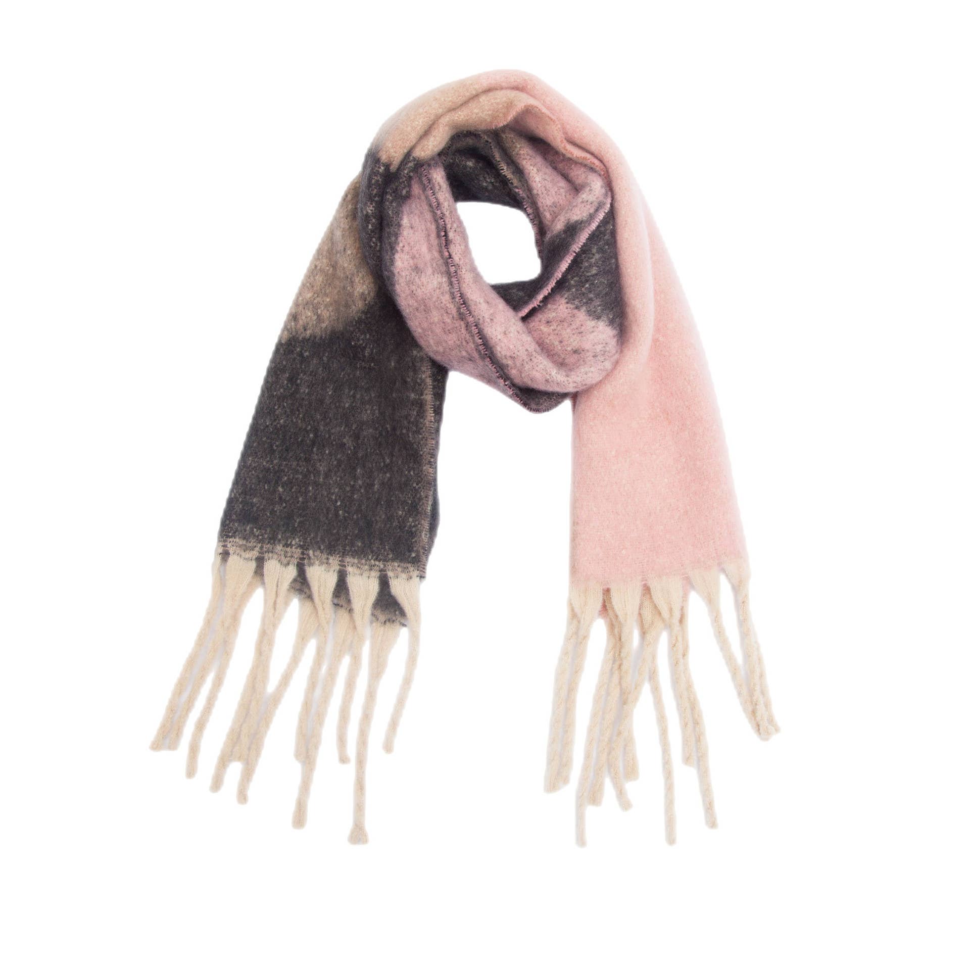 Adorro - Wholesale Scarf - Women's - Soft Chunky Abstract Fleece Scarf With Tassel (8 colors)1