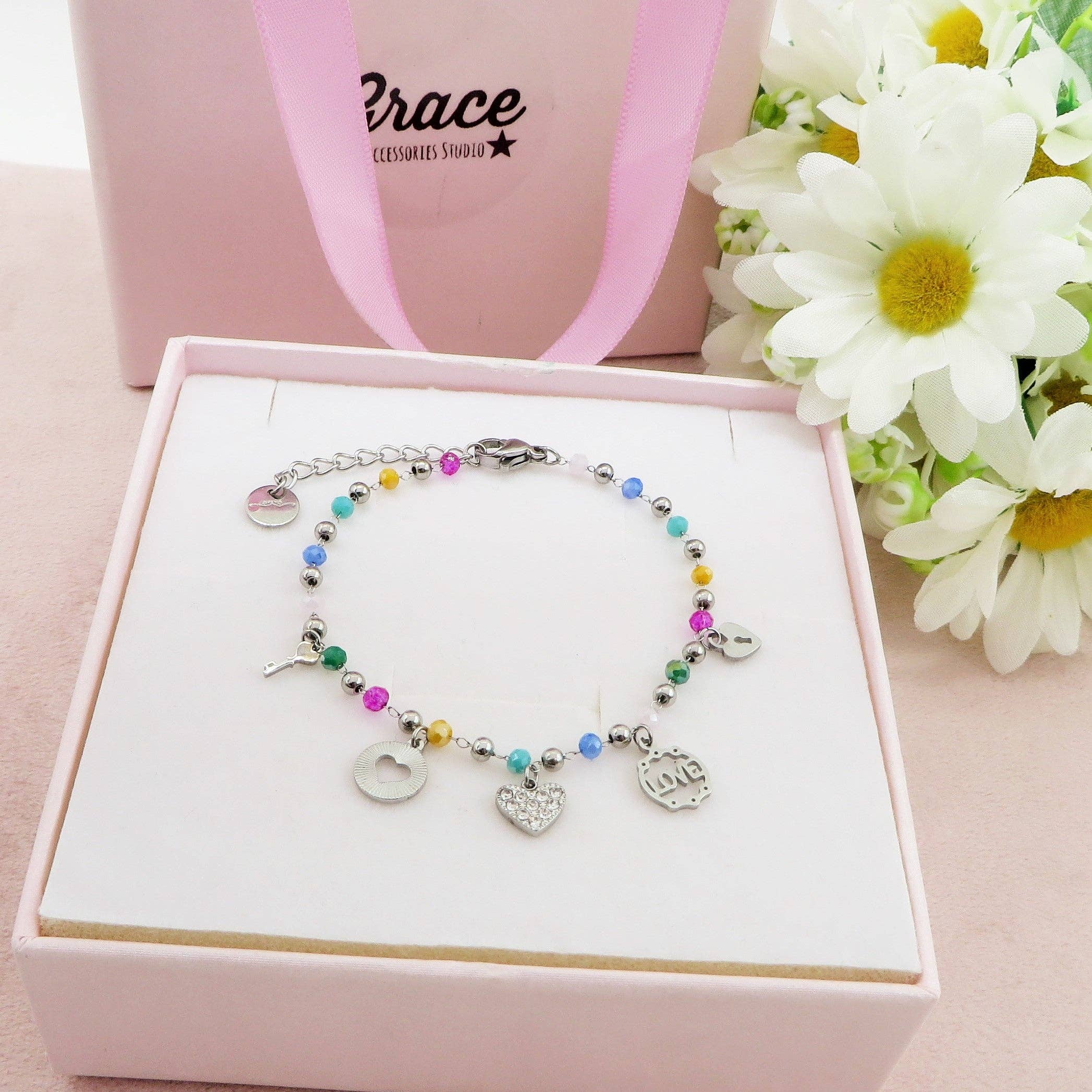 Daemon srls - Wholesale Charm/Dangle Bracelet - SOPHIE Bracciale ~ ACCIAIO INOSSIDABILE ~ Bracciale con charms e cristalli3