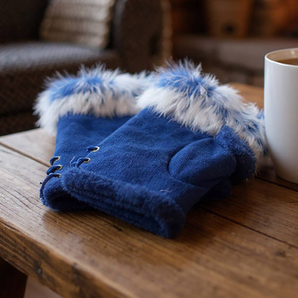 Sensibling Corp. - Wholesale Handschoenen - Dames - Tweegekleurde Vachtomrande Vingerloze Handschoenen14