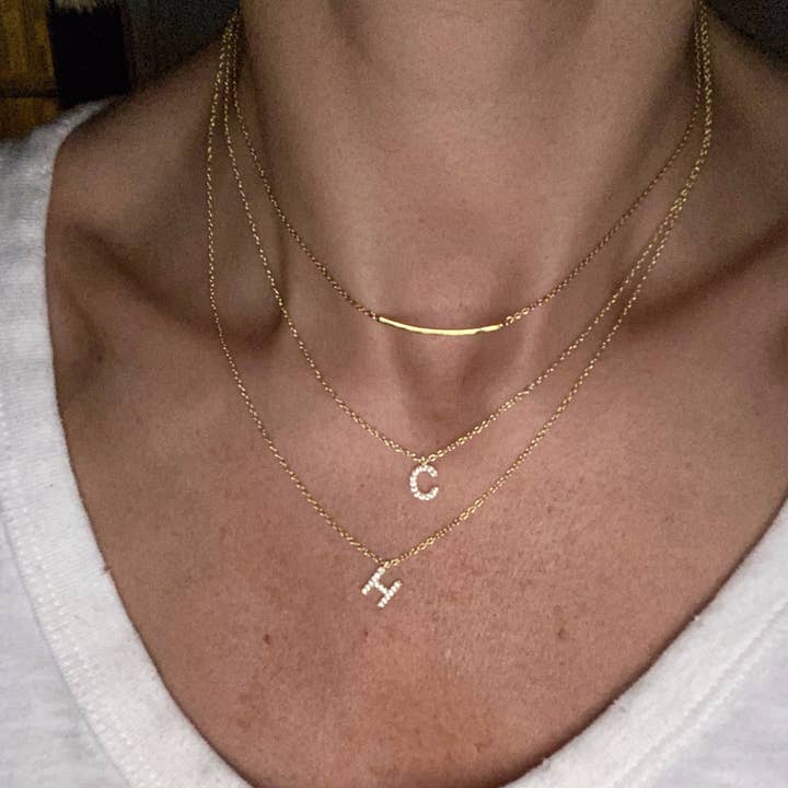 The Sis Kiss - Wholesale Pendant/Charm Necklace - Water Resistant Custom Double Layered Initial Necklace
