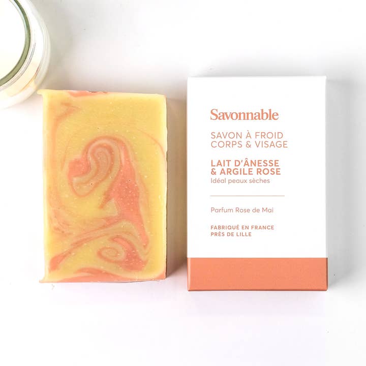 Donkey milk & pink clay soap > Ideal for dry skin for wholesale by Savonnable
