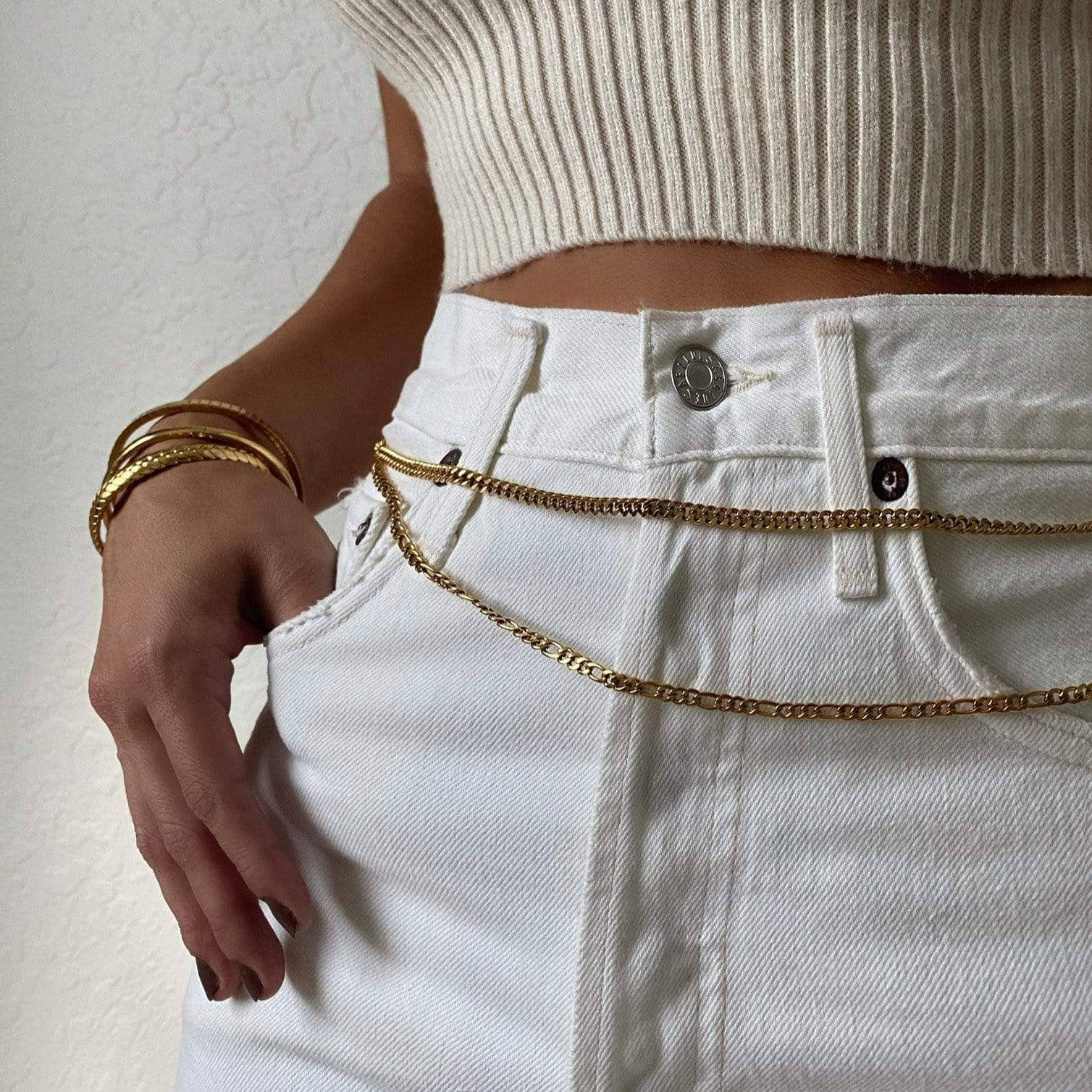 Ellie Vail Jewelry - Venta al por mayor Collares de cadenas y eslabones - Ellie Vail - Cadena de cintura Domenica Figaro3