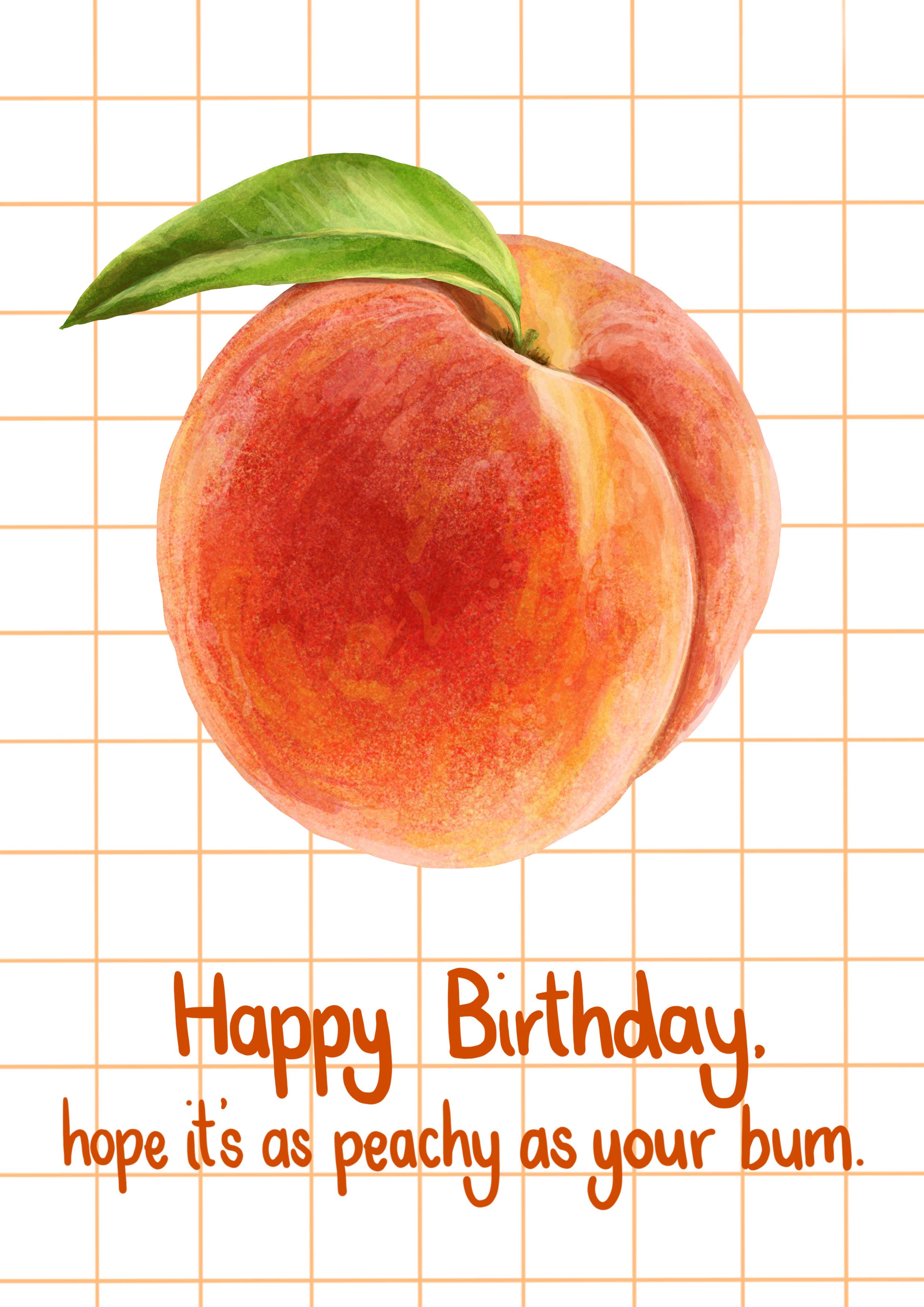 Katie Tinkler illustration - Wholesale Birthday Card - Peachy Bum Funny Birthday Greeting Card1
