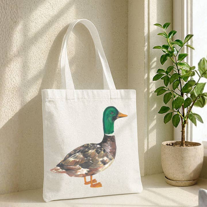 Mallard Duck Canvas Tote Bag for wholesale by MerikaArt