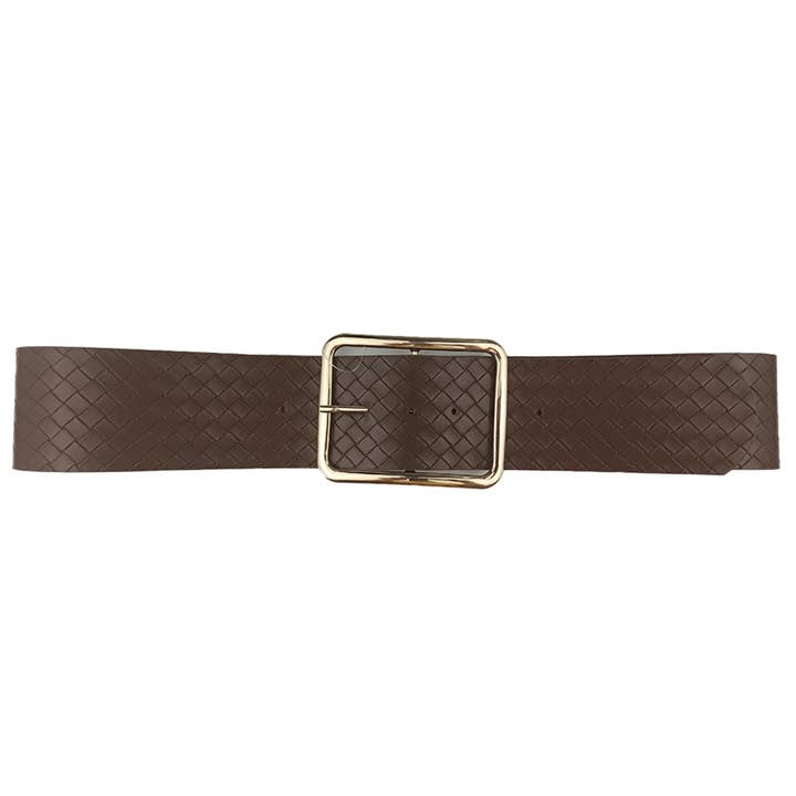 Oblige by G - Wholesale Belt - Women's - Woven Texture Wide Belt with Square Buckle JCB-15422