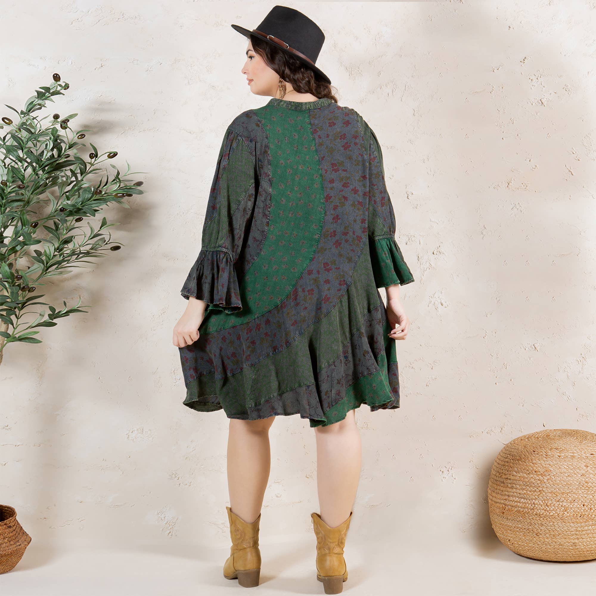 Young Threads - Wholesale Dress - Women's - Boho Patchwork Overdyed Babydoll Dress21