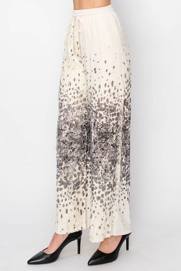 LEO ROSA Calças Relaxadas de Renda Patchwork com Cordão Elástico - 4703 BG/LEOROSE para venda a revendedores na Faire2