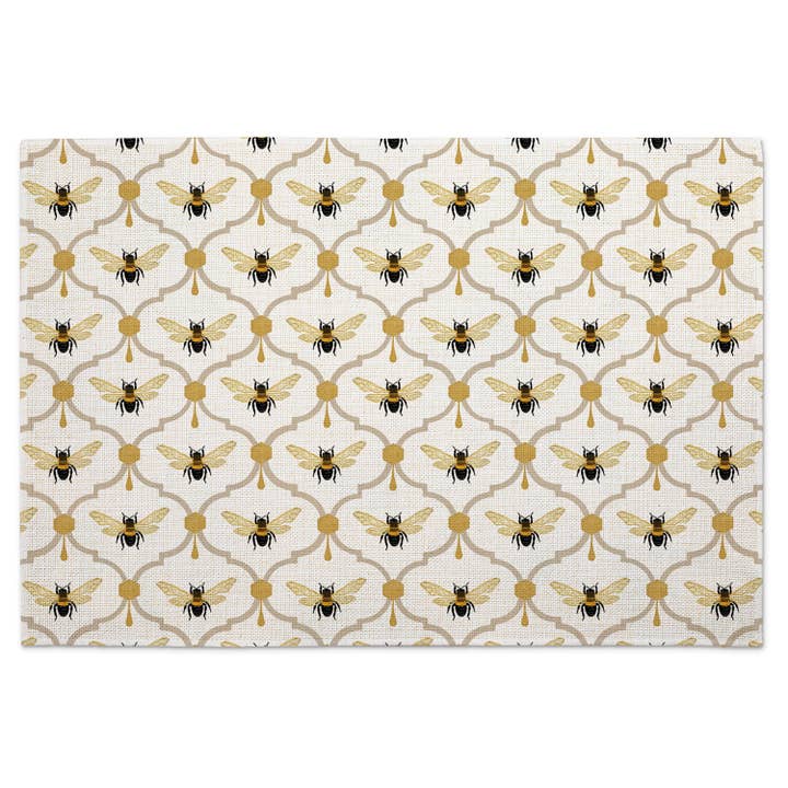 "All the Bees" Poly-Cotton Blend Placemat for wholesale by CounterArt/Highland Home/Thirstystone