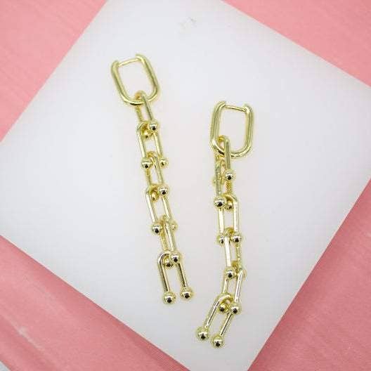 Orecchini lunghi pendenti pendenti a catena con perline in oro 18 carati per la vendita all'ingrosso da parte di MIA Jewelry