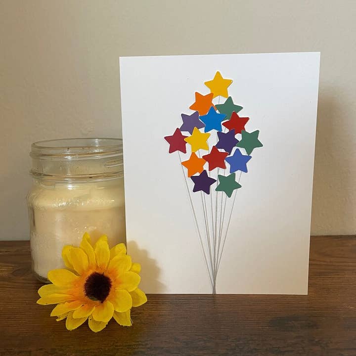 Stjerne balloner Card - Rainbow Style for engroshandel hos The Cutting Room Card Company