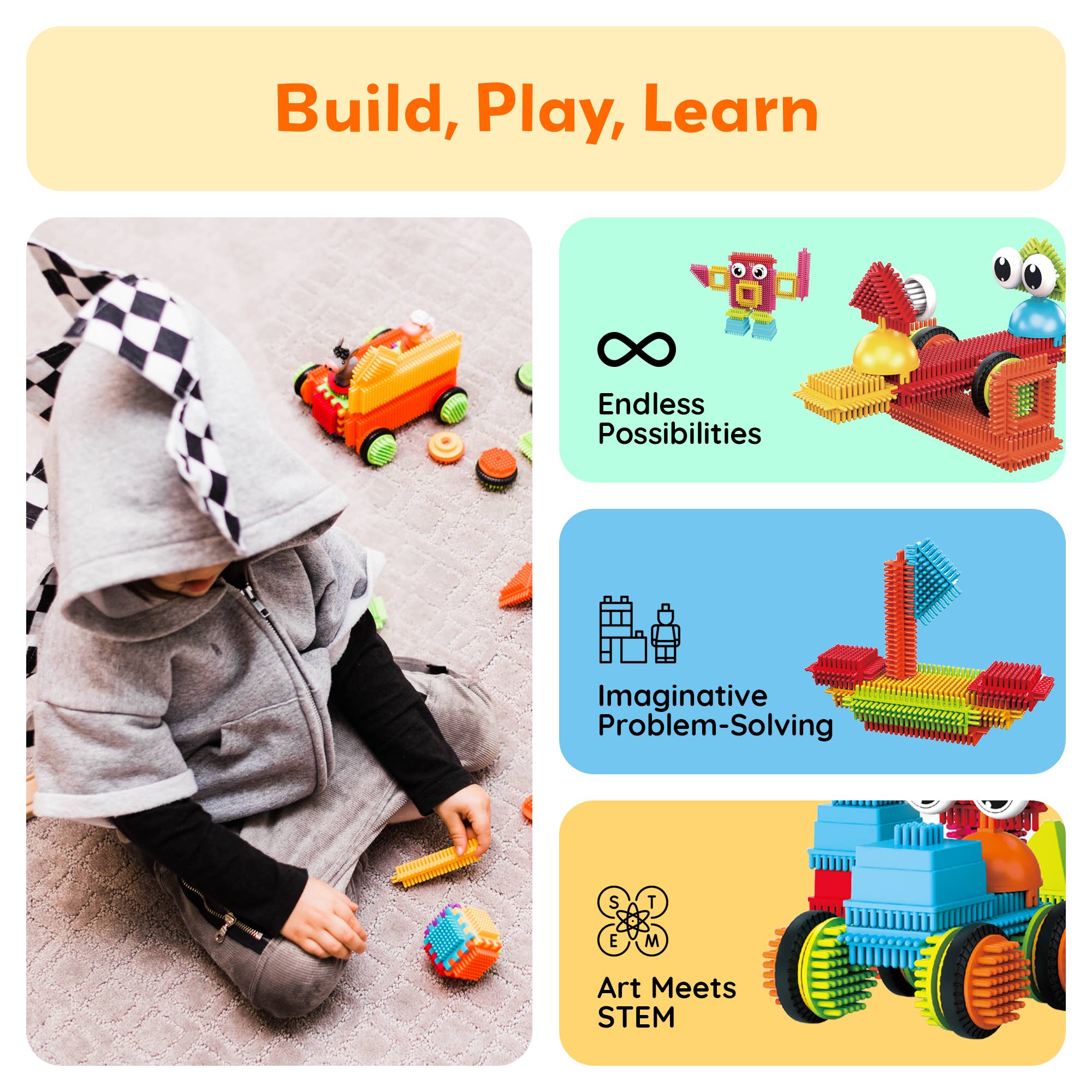 PicassoTiles - Vente Jeu construction – enfant - Set de 116 blocs de construction hérisson PicassoTiles3