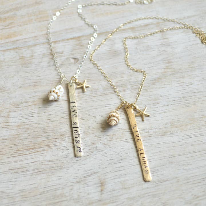Salty But Sweet - Wholesale Pendant/Charm Necklace - Live Aloha Vertical Bar Necklace