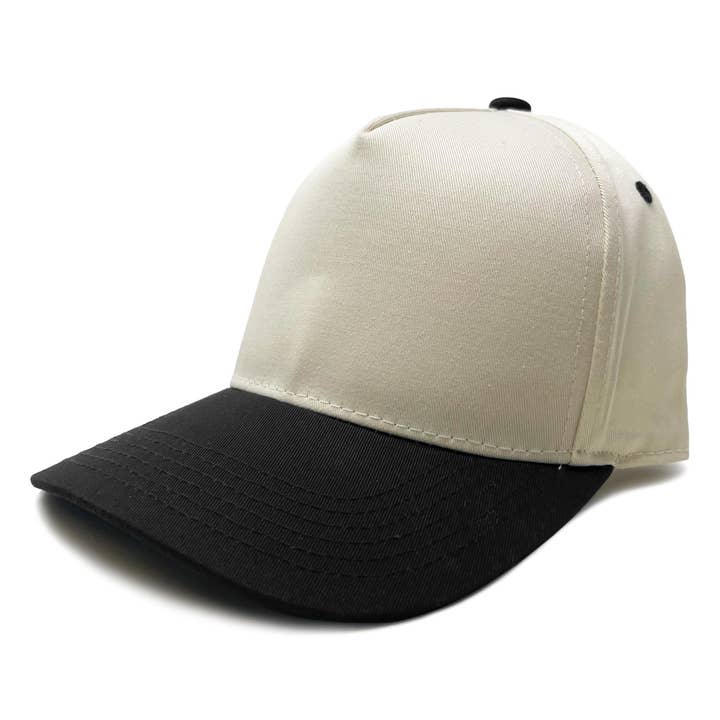 Funky Junque - Wholesale Trucker Hat - Unisex - Two Tone Vintage Snapback Hat - Black/Beige