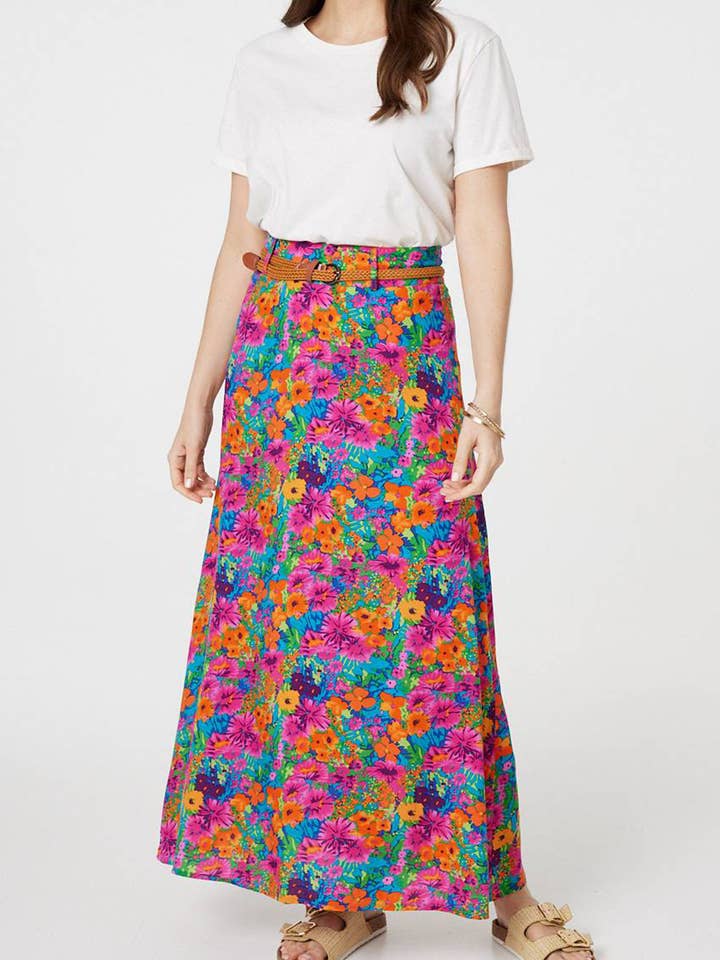 Floral High Waist Belt Detail Maxi Skirt.
for wholesale by Stellalondon