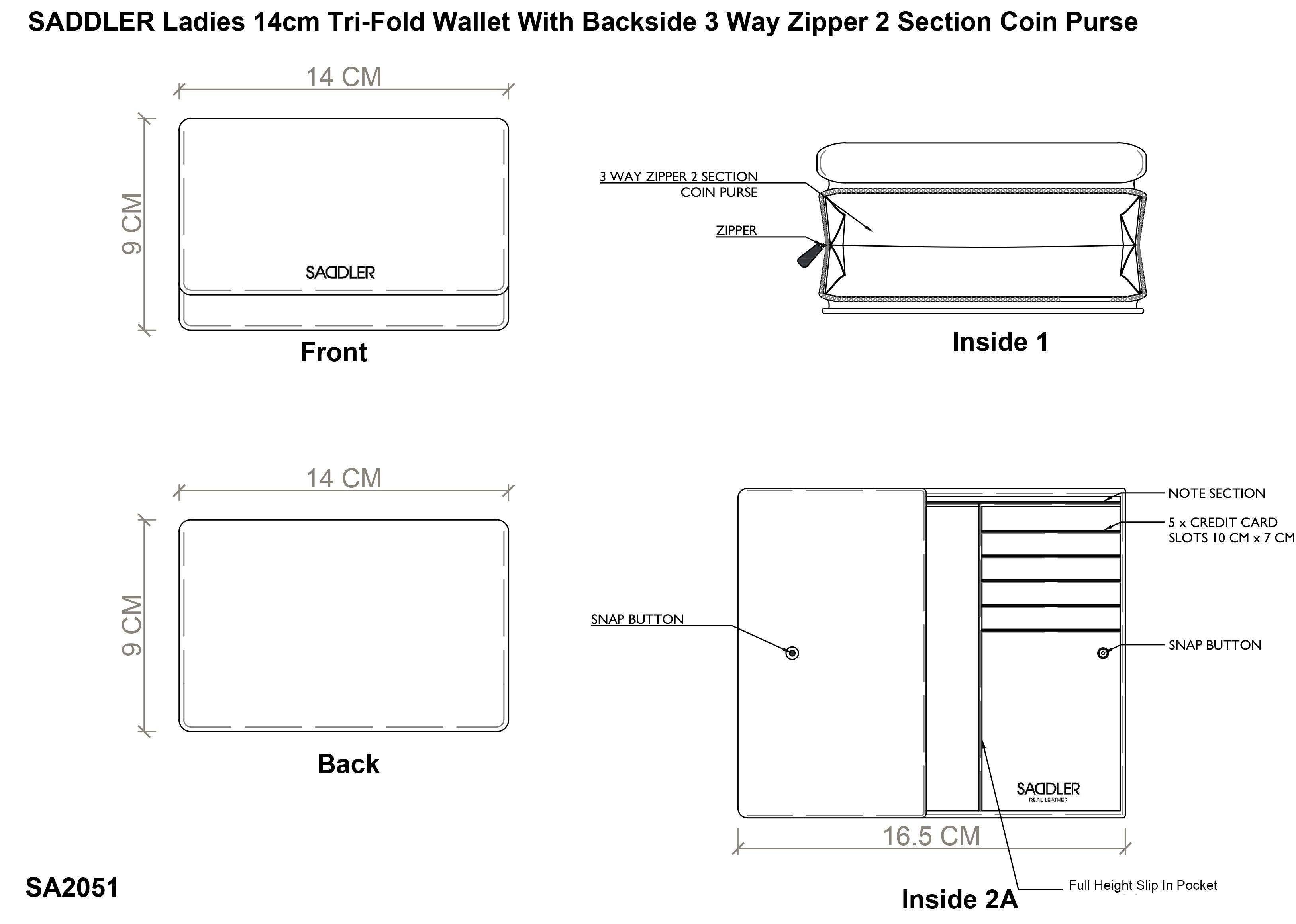 SADDLER - Wholesale Wallet - Women's - Compact Trifold Leather Purse "Eleanor" – Handmade by Saddler | RFID Protected & Gift Boxed | 10 Card Slots & Rear Zip Coin Pocket46