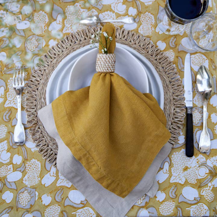 Couleur Nature - Wholesale Tablecloth - Forest Harvest Grey & Mustard | French Tablecloths6