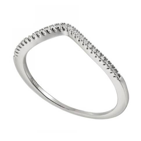 Anel Chevron Pavé com Cz banhado a ródio por atacado de Heilo Jewelry